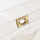 HERMES Vinyl Kelly Hand Bag Clear Gold Tone Auth bs37899-16