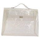 HERMES Vinyl Kelly Hand Bag Clear Gold Tone Auth bs37899-2