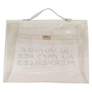 HERMES Vinyl Kelly Hand Bag Clear Gold Tone Auth bs37899-3