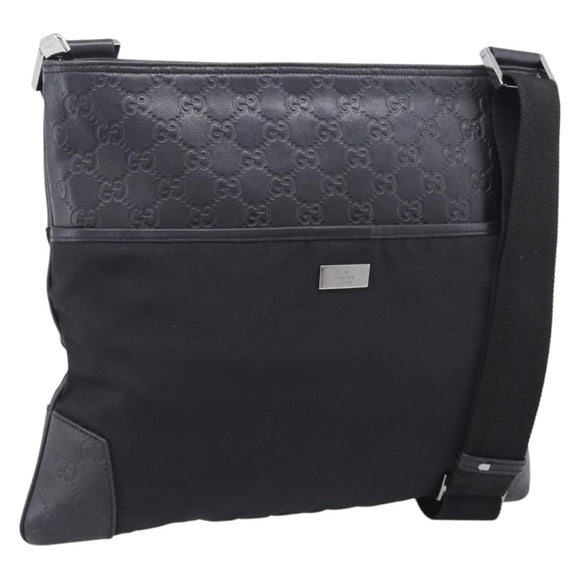 GUCCI GuccissimaGG Shoulder Bag Leather Black Silver 161822 Auth bs37902