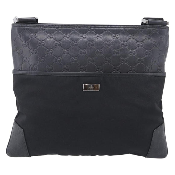 GUCCI GuccissimaGG Shoulder Bag Leather Black Silver 161822 Auth bs37902