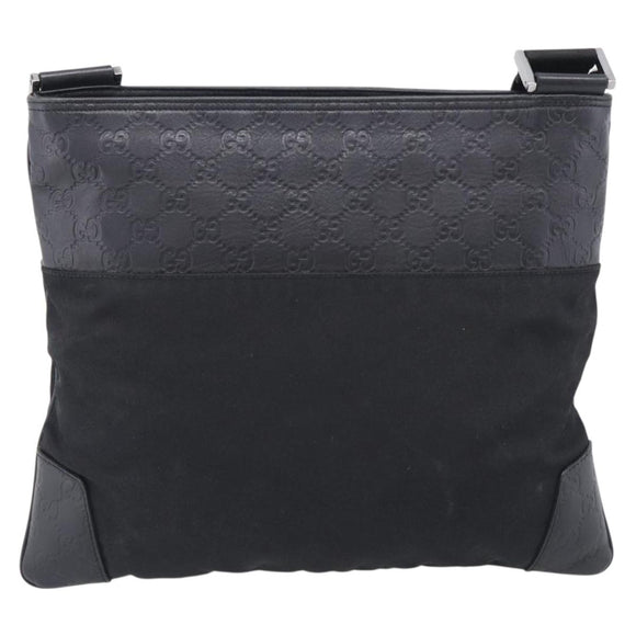 GUCCI GuccissimaGG Shoulder Bag Leather Black Silver 161822 Auth bs37902