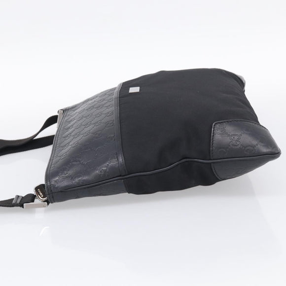 GUCCI GuccissimaGG Shoulder Bag Leather Black Silver 161822 Auth bs37902