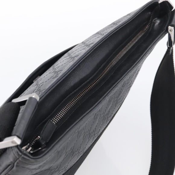 GUCCI GuccissimaGG Shoulder Bag Leather Black Silver 161822 Auth bs37902
