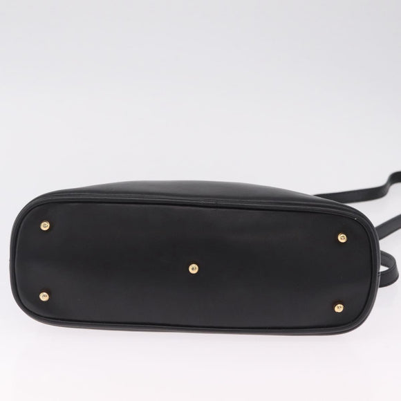 GUCCI Bamboo Hand Bag Leather 2way Black Gold Tone 000 2058 0290 0 Auth bs37903