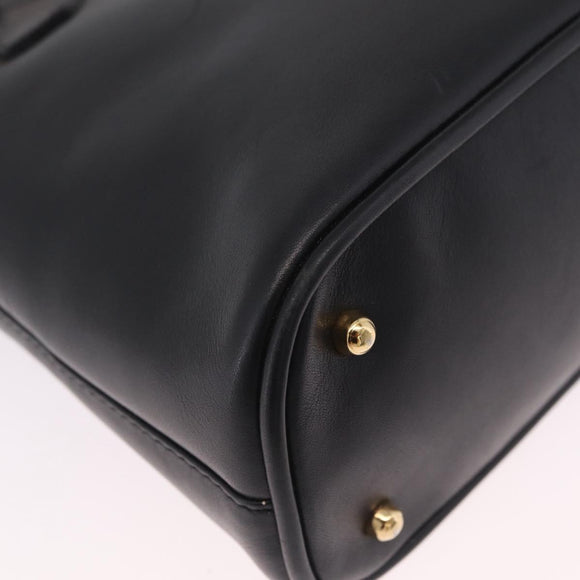 GUCCI Bamboo Hand Bag Leather 2way Black Gold Tone 000 2058 0290 0 Auth bs37903