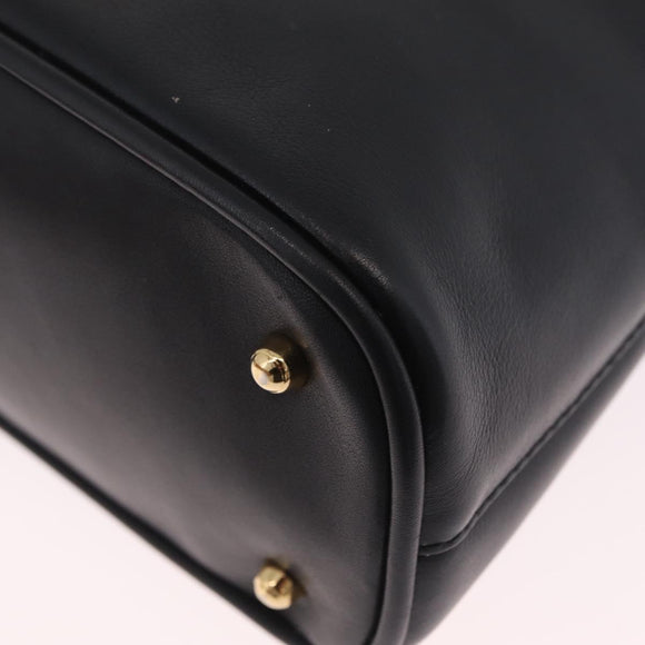 GUCCI Bamboo Hand Bag Leather 2way Black Gold Tone 000 2058 0290 0 Auth bs37903
