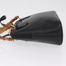 GUCCI Bamboo Hand Bag Leather 2way Black Gold Tone 000 2058 0290 0 Auth bs37903-5