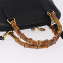GUCCI Bamboo Hand Bag Leather 2way Black Gold Tone 000 2058 0290 0 Auth bs37903-7