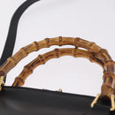 GUCCI Bamboo Hand Bag Leather 2way Black Gold Tone 000 2058 0290 0 Auth bs37903-8