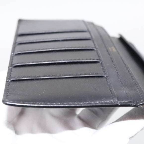 HERMES Bean Long Wallet Leather Black Gold Tone Auth bs37904