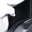 HERMES Bean Long Wallet Leather Black Gold Tone Auth bs37904-15