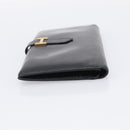 HERMES Bean Long Wallet Leather Black Gold Tone Auth bs37904-5