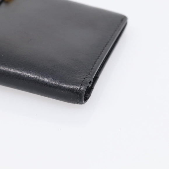 HERMES Bean Long Wallet Leather Black Gold Tone Auth bs37904
