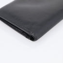 HERMES Bean Long Wallet Leather Black Gold Tone Auth bs37904-9