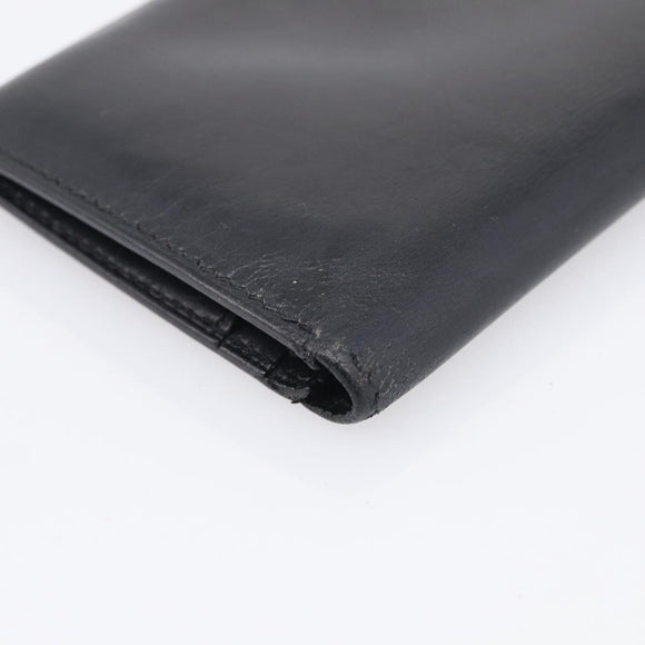 HERMES Bean Long Wallet Leather Black Gold Tone Auth bs37904