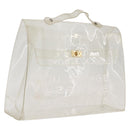 HERMES Vinyl Kelly Hand Bag Clear Gold Tone Auth bs37905-1