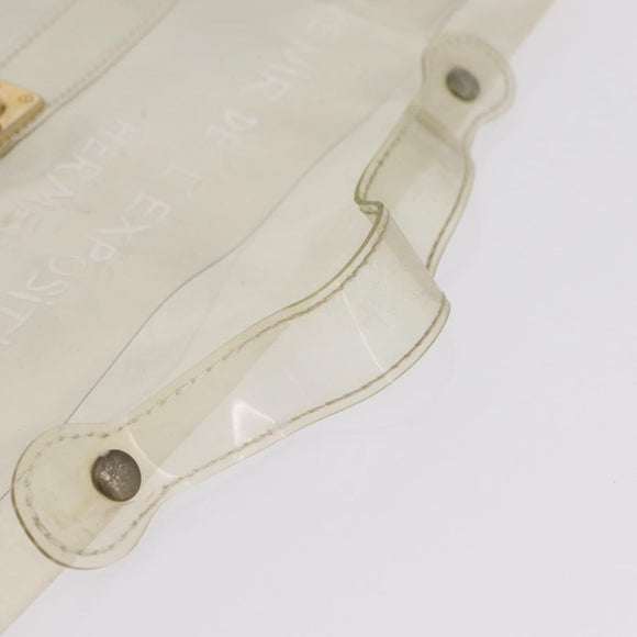 HERMES Vinyl Kelly Hand Bag Clear Gold Tone Auth bs37905