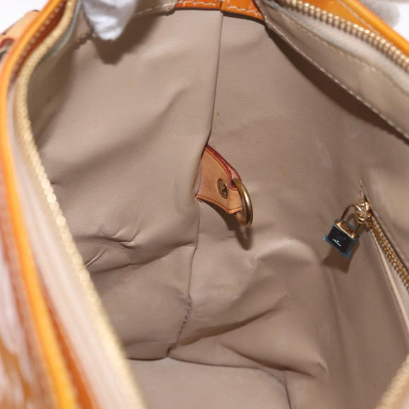LOUIS VUITTON Monogram Vernis Houston Hand Bag Beige M91004 LV Auth bs37911
