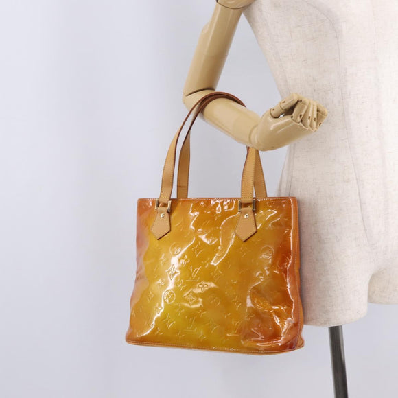 LOUIS VUITTON Monogram Vernis Houston Hand Bag Beige M91004 LV Auth bs37911