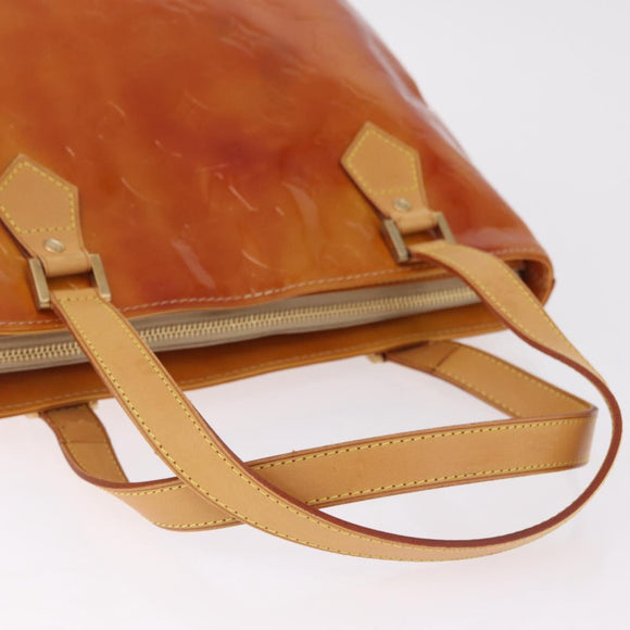 LOUIS VUITTON Monogram Vernis Houston Hand Bag Beige M91004 LV Auth bs37911