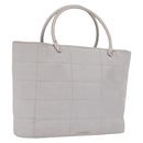 CHANEL Choco Bar Hand Bag Nylon Gray Silver CC Auth bs37919-1