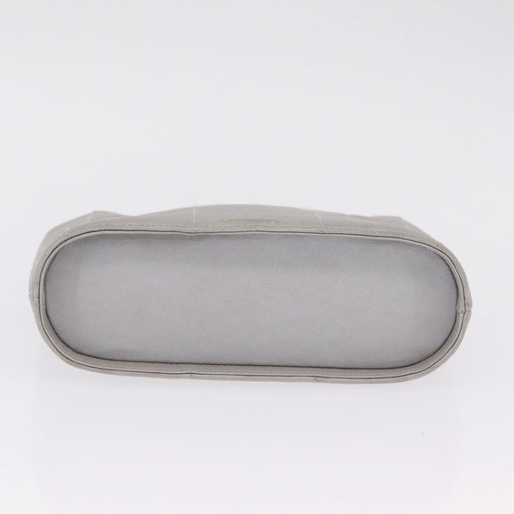 CHANEL Choco Bar Hand Bag Nylon Gray Silver CC Auth bs37919