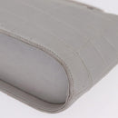 CHANEL Choco Bar Hand Bag Nylon Gray Silver CC Auth bs37919-14