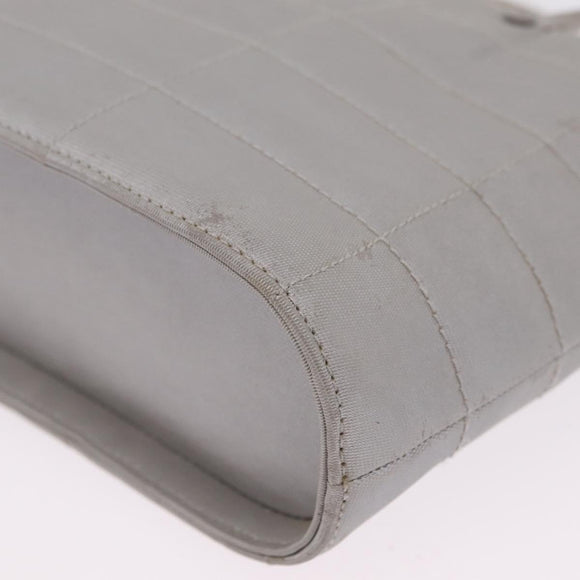 CHANEL Choco Bar Hand Bag Nylon Gray Silver CC Auth bs37919