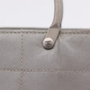 CHANEL Choco Bar Hand Bag Nylon Gray Silver CC Auth bs37919-17