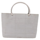 CHANEL Choco Bar Hand Bag Nylon Gray Silver CC Auth bs37919-2
