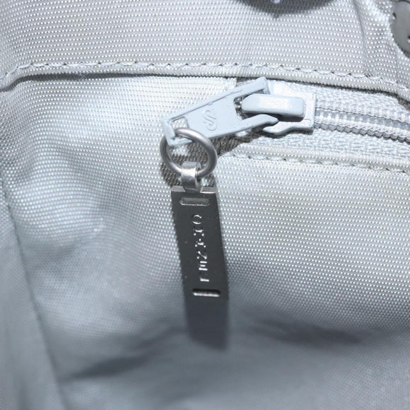CHANEL Choco Bar Hand Bag Nylon Gray Silver CC Auth bs37919