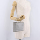CHANEL Choco Bar Hand Bag Nylon Gray Silver CC Auth bs37919-26