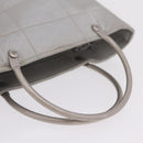 CHANEL Choco Bar Hand Bag Nylon Gray Silver CC Auth bs37919-8