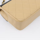 CHANEL Matelasse Chain Shoulder Bag Lamb Skin Beige Gold Tone CC Auth bs37920-13