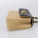 CHANEL Matelasse Chain Shoulder Bag Lamb Skin Beige Gold Tone CC Auth bs37920-5