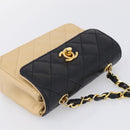 CHANEL Matelasse Chain Shoulder Bag Lamb Skin Beige Gold Tone CC Auth bs37920-6