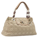 Christian Dior Lady Dior Canage Hand Bag Nylon Beige Gold Auth bs37921A-1