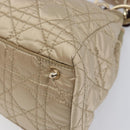 Christian Dior Lady Dior Canage Hand Bag Nylon Beige Gold Auth bs37921A-14