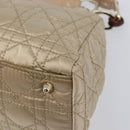 Christian Dior Lady Dior Canage Hand Bag Nylon Beige Gold Auth bs37921A-16
