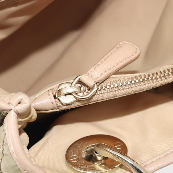 Christian Dior Lady Dior Canage Hand Bag Nylon Beige Gold Auth bs37921A