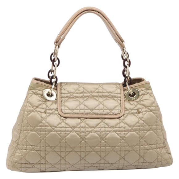 Christian Dior Lady Dior Canage Hand Bag Nylon Beige Gold Auth bs37921A