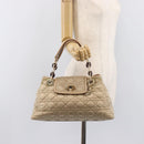 Christian Dior Lady Dior Canage Hand Bag Nylon Beige Gold Auth bs37921A-33