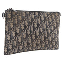 Christian Dior Oblique Clutch Bag Canvas Navy Silver Auth bs37922-1