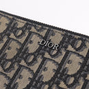 Christian Dior Oblique Clutch Bag Canvas Navy Silver Auth bs37922-12