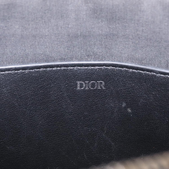 Christian Dior Oblique Clutch Bag Canvas Navy Silver Auth bs37922