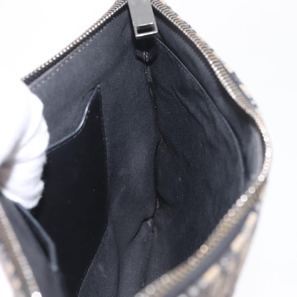 Christian Dior Oblique Clutch Bag Canvas Navy Silver Auth bs37922
