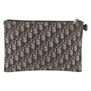 Christian Dior Oblique Clutch Bag Canvas Navy Silver Auth bs37922-3