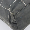 CHANEL Choco Bar Tote Bag Canvas Gray Gold CC Auth bs37923-13