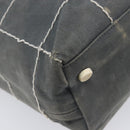 CHANEL Choco Bar Tote Bag Canvas Gray Gold CC Auth bs37923-15
